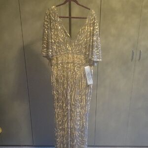 Mac Duggal Gold and Silver Sequin Dress
